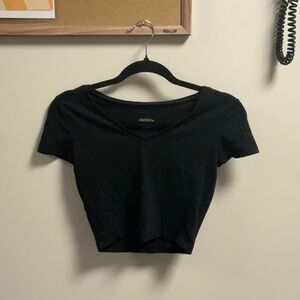 Women's Black V-Neck Crop Top